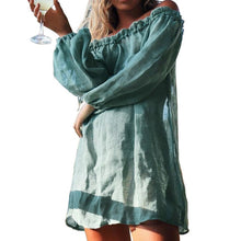 New Off Shoulder Beach Dress Bikini Cover Up Solid Sarong Swim Cover-ups Long Sleeve Beachwear Female Tied Tunic Summer Swimwear