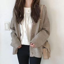 PEONFLY Fashion Knitted Cardigan Women Coat Solid 2020 Spring Fashion V Neck Long Sleeve Korean Style Sweater Coat Tops Ladies