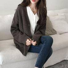 PEONFLY Fashion Knitted Cardigan Women Coat Solid 2020 Spring Fashion V Neck Long Sleeve Korean Style Sweater Coat Tops Ladies