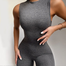 Hugcitar 2020 sleeveless bodycon jumpsuit summer women fashion stretchy outfits white black solid body romper