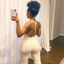 Simenual V Neck Backless Criss Cross Bodycon Rompers Womens Jumpsuit Strap Sporty Workout Skinny Active Wear Solid Jumpsuits New