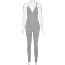 Simenual V Neck Backless Criss Cross Bodycon Rompers Womens Jumpsuit Strap Sporty Workout Skinny Active Wear Solid Jumpsuits New