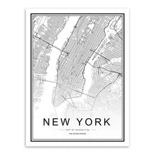Black White Custom World City Map Paris London New York Posters Nordic Living Room Wall Art Pictures Home Decor Canvas Paintings