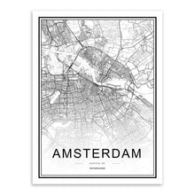 Black White Custom World City Map Paris London New York Posters Nordic Living Room Wall Art Pictures Home Decor Canvas Paintings