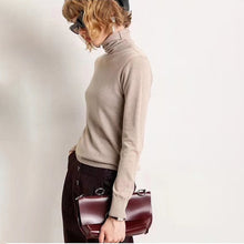 WOTWOY Autumn Winter Basic Knitted Turleneck Sweater Women Slim Fit Long Sleeve Cashmere Sweaters Women White Pink Pull Femme