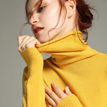 WOTWOY Autumn Winter Basic Knitted Turleneck Sweater Women Slim Fit Long Sleeve Cashmere Sweaters Women White Pink Pull Femme