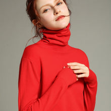 WOTWOY Autumn Winter Basic Knitted Turleneck Sweater Women Slim Fit Long Sleeve Cashmere Sweaters Women White Pink Pull Femme