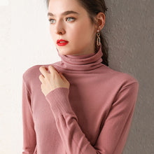WOTWOY Autumn Winter Basic Knitted Turleneck Sweater Women Slim Fit Long Sleeve Cashmere Sweaters Women White Pink Pull Femme