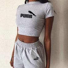 2 Pieces Set Women Summer O-Neck Casual Crop Top 2020 Female Clothing Tracksuit Pockets Loose Shorts Two Pieces