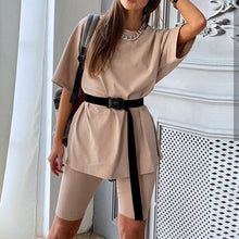 Women's Summer Suit With Bicycles Two Piece Sets Shorts And Tops With Belt Casual Home Loose Women's Bicycles 2020 Shorts Suit