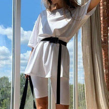 Women's Summer Suit With Bicycles Two Piece Sets Shorts And Tops With Belt Casual Home Loose Women's Bicycles 2020 Shorts Suit