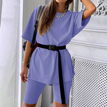Women's Summer Suit With Bicycles Two Piece Sets Shorts And Tops With Belt Casual Home Loose Women's Bicycles 2020 Shorts Suit