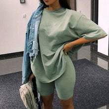 Women's Summer Suit With Bicycles Two Piece Sets Shorts And Tops With Belt Casual Home Loose Women's Bicycles 2020 Shorts Suit