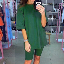 Women's Summer Suit With Bicycles Two Piece Sets Shorts And Tops With Belt Casual Home Loose Women's Bicycles 2020 Shorts Suit