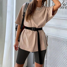 Women's Summer Suit With Bicycles Two Piece Sets Shorts And Tops With Belt Casual Home Loose Women's Bicycles 2020 Shorts Suit
