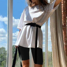 Women's Summer Suit With Bicycles Two Piece Sets Shorts And Tops With Belt Casual Home Loose Women's Bicycles 2020 Shorts Suit