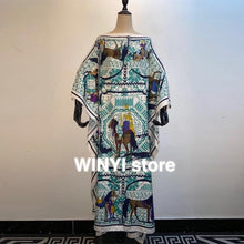Kuwait Dashiki Dress Print Bohemia Hijab Loose Elegant Muslim Abaya Bazin Robe Gowns Broder Riche Sexy Lady Party maxi beach