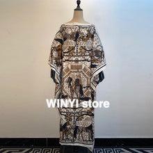 Kuwait Dashiki Dress Print Bohemia Hijab Loose Elegant Muslim Abaya Bazin Robe Gowns Broder Riche Sexy Lady Party maxi beach