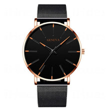 Men's Fashion Ultra Thin Watches Simple Men Business Stainless Steel Mesh Belt Quartz Watch Leather Strap Gift for Boyfriend