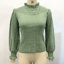 Simplee Elegant fur pompon sweater Autumn winter lantern sleeve knitted sweater female Streetwear ladies green pullover 2020