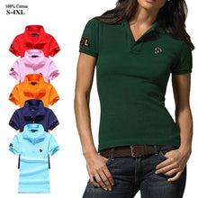High quality 2020 Summer Womens polos shirts 100% Cotton casual short sleeve ladies polos shirts fashion slim female tops S-4XL
