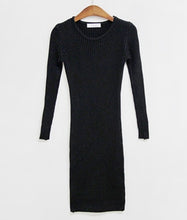 skinny  solid Elegant Autumn Dress Girls Boho Female Vintage Dress knitting Women LongSleeve Women Dresses knitted Robe Vestido