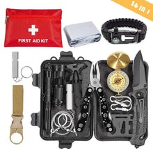 Emergency Survival Kit Survival Gear First Aid Kit SOS Tactical Tool Flashlight with Molle bag Suitable for Camping Adventure