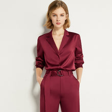 AMII Minimalism Autumn OL Style Women Suit Set Solid Lapel Full Sleeve Women Shirt Tops High Waist Loose Female Pants 12030274
