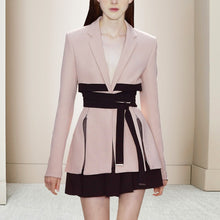 SONDR 2020 New Women's Blazer Two Piece Set Drawstring Lacing Full Sleeve Deep V Collar Slim Fit Office Lady Design Cloth