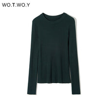 WOTWOY Autumn Winter Basic Knitted Sweater Women White Slim Fit Bottoming Knitwear Pullovers Women Casual Sweaters Female Jumper
