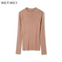 WOTWOY Autumn Winter Basic Knitted Sweater Women White Slim Fit Bottoming Knitwear Pullovers Women Casual Sweaters Female Jumper