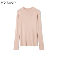 WOTWOY Autumn Winter Basic Knitted Sweater Women White Slim Fit Bottoming Knitwear Pullovers Women Casual Sweaters Female Jumper