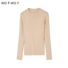 WOTWOY Autumn Winter Basic Knitted Sweater Women White Slim Fit Bottoming Knitwear Pullovers Women Casual Sweaters Female Jumper