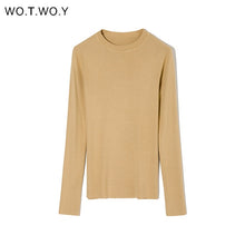 WOTWOY Autumn Winter Basic Knitted Sweater Women White Slim Fit Bottoming Knitwear Pullovers Women Casual Sweaters Female Jumper