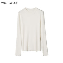 WOTWOY Autumn Winter Basic Knitted Sweater Women White Slim Fit Bottoming Knitwear Pullovers Women Casual Sweaters Female Jumper