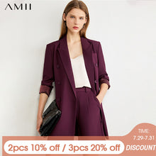 AMII Minimalism Autumn Causal Women Set Solid Lapel Double Breasted Office Coat High Waist Loose Shorts Female Suit 12060012