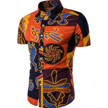 Summer Men's Pattern Cotton Leisure Linen Big Yards Short Sleeve Shirt Male National Wind Print Shirts Men camiseta masculina